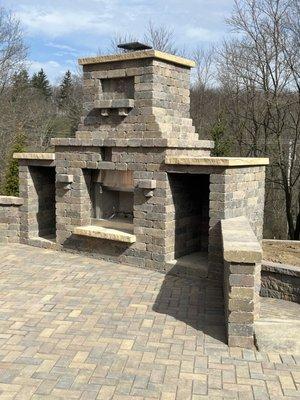 Magnificent outdoor fireplace and large patio