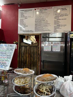 Front counter, menu, daily dishes