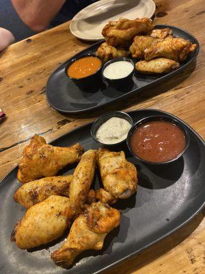 Dry rub wings with sauce on the side!