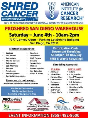 SHRED CANCER EVENT THIS WEEKEND!! JUNE 4th!   COME HELP SUPPORT THIS GREAT CAUSE!!!!