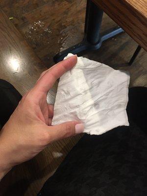 This is the napkin they give you at a pizza place. Seriously oil sauce and they give you a napkin smaller than a sheet of toilet paper