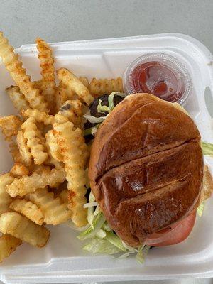 Hamburger and fries