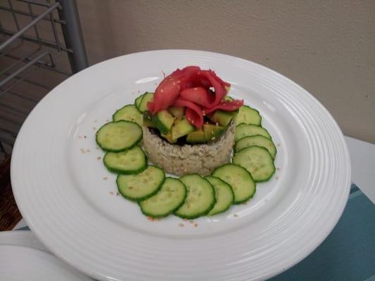 Deconstructed California Roll with real crab meat.