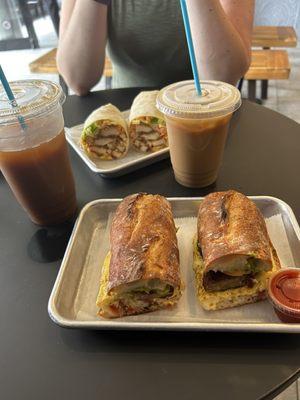 Iced Coffee  Avocado, Egg, Cheddar, Pico and Chipotle Buffalo Chicken Wrap