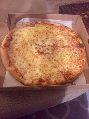 Medium cheese pizza. Big slices and pretty thick.