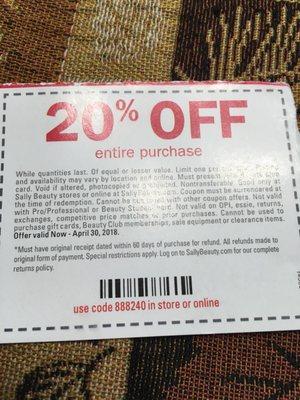 20% coupon with no start date