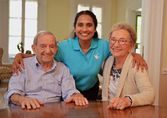 visiting angels caregiver for elderly couple