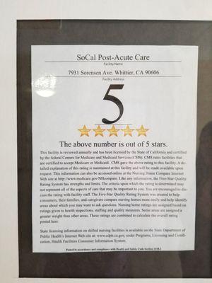 So-Cal Post Acute Care.... 5 star, highest awarded.