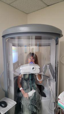 Testing in the hospital's new Pulmonary Function machine