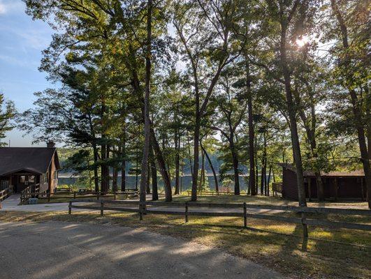 A view across the camp to the lake