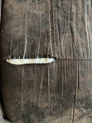 Crappy couch where stitching began coming apart after a little over a year. Not covered under the warranty I purchased.