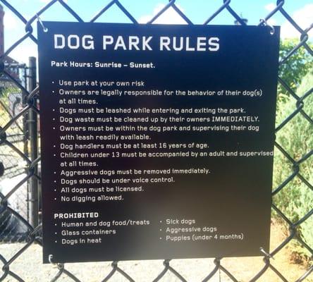 Dog park rules