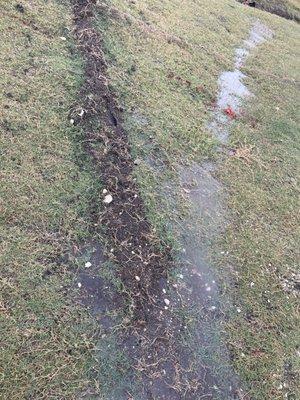 With the tile not be buried it now has created a bowl in my front yard when it rained