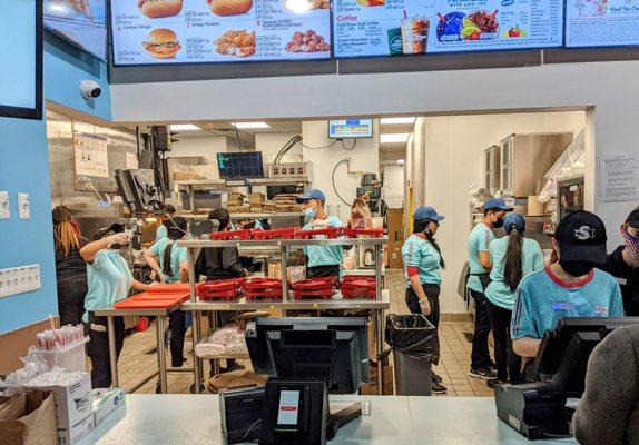 Tiny kitchen; big staff