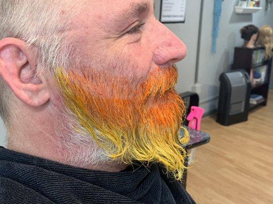 Coloring a beard for his daughters graduation