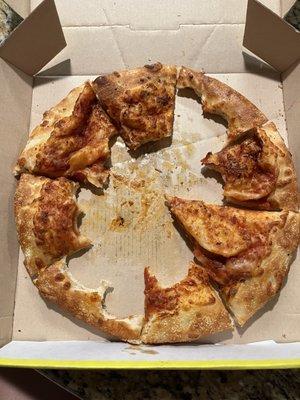 Only the eaten parts were actual pizza.