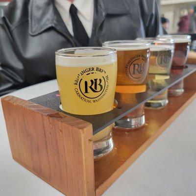 Sitting down to a taster flight of Remlinger Brewing's beers!