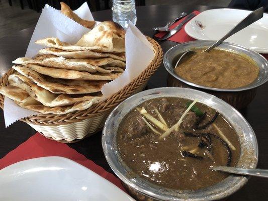 Beef Nihari, Beef Haleem, and crispy and buttery naan