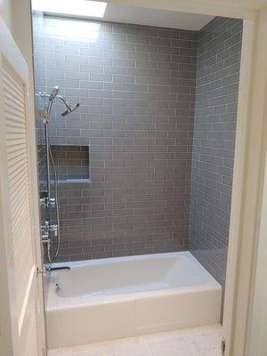 New shower walls and niche