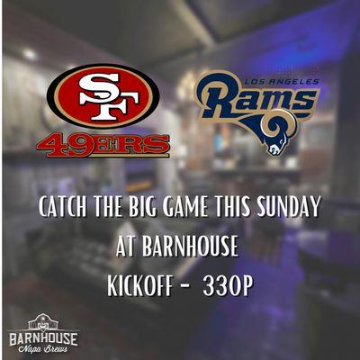 Come catch the big game this Sunday!