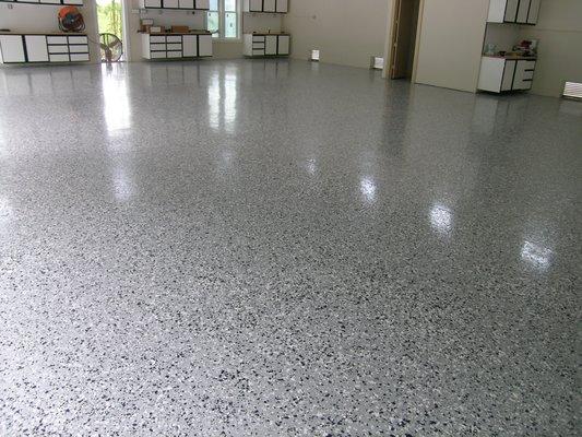 Multi color chip epoxy sealer garage floor