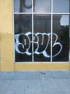 Before photo of graffiti removal