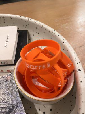 bracelets on coffee table