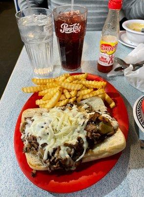 Philly cheesesteak & crinkle fries; delicious!