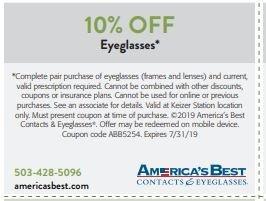 10% off eyeglasses at America's Best