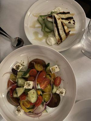 Grilled Halloumi and Greek Salad