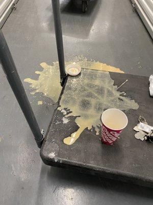 A fresh cup of coffee accident.