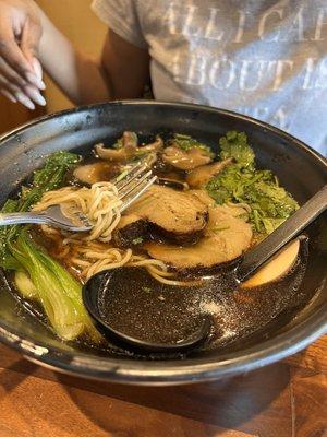 Shoyu Noodle Bowl with pork belly .