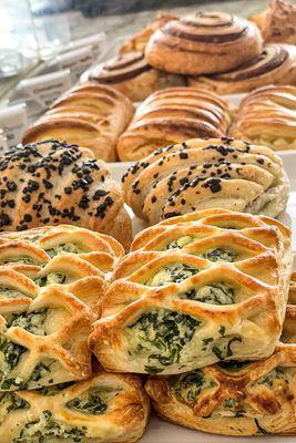 A little pastry highlight featuring the star: Spinach Feta. Baked fresh throughout the day and warmed on demand.