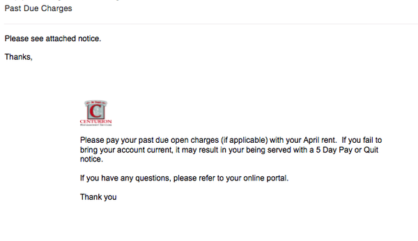 This is the email they sent to ALL their tenants including tenants in good standing. Unprofessional. Avoid like the plague.