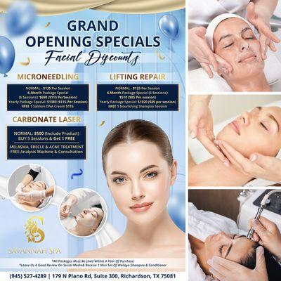 GRAND OPENING SPECIALS 
 FACIAL PROMOTION