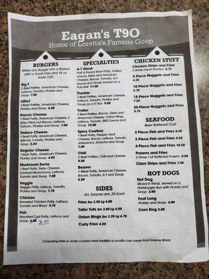 Menu Side 1