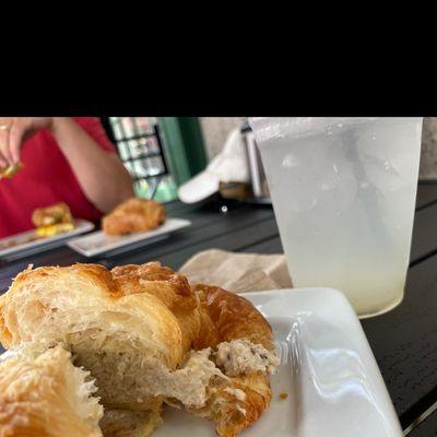 Chicken Salad in a croissant, lemonade with lavender. Yum.