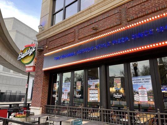 Exterior of Buddy's Pizza in downtown Detroit.