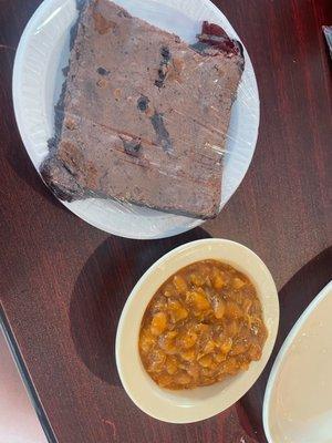 Baked beans and brownie