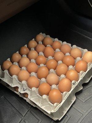 60 large brown cage free eggs for $24.50 (as of 1/16/23)