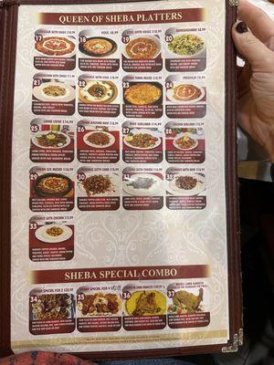 Platters menu