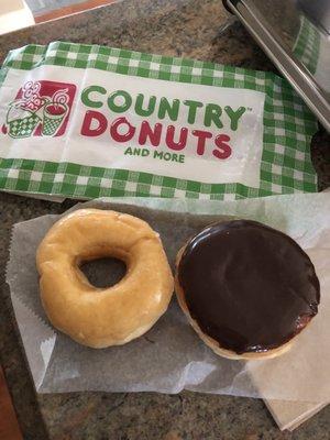 Glazed and Boston cream donut