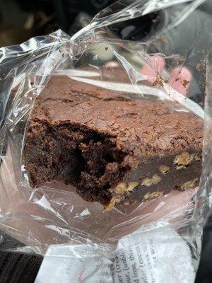 Delicious pecan brownie.