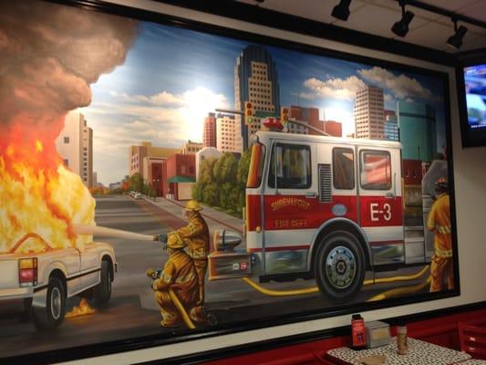 Shreveport cityscape dowtown mural. SFD in action!