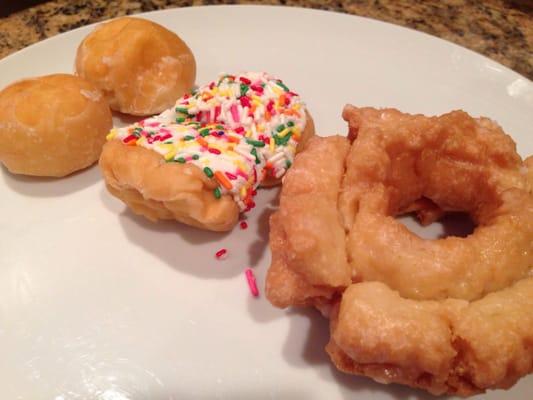 Glazed Donut Hole ($0.35), Donut Hole w/Sprinkles ($0.35),Glazed Old Fashioned ($1.20)