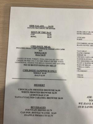 The menu