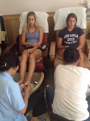 Friends getting pedicures