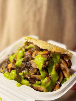 Wild mushroom arepa