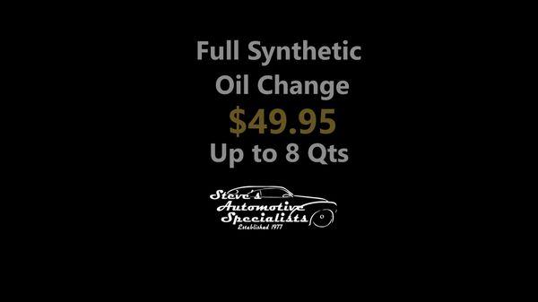 Our Every Day Low Price Oil Change!