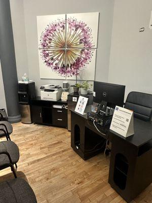 Front desk area where patients are welcomed and greeted with a warm smile.